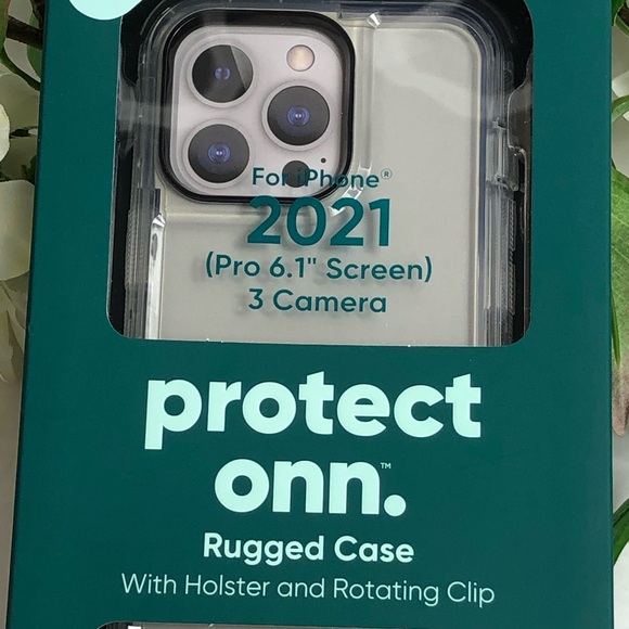 onn. IPhone 13 Pro Phone Case with Built In Microbial Protection (Clear) - Picture 6 of 6